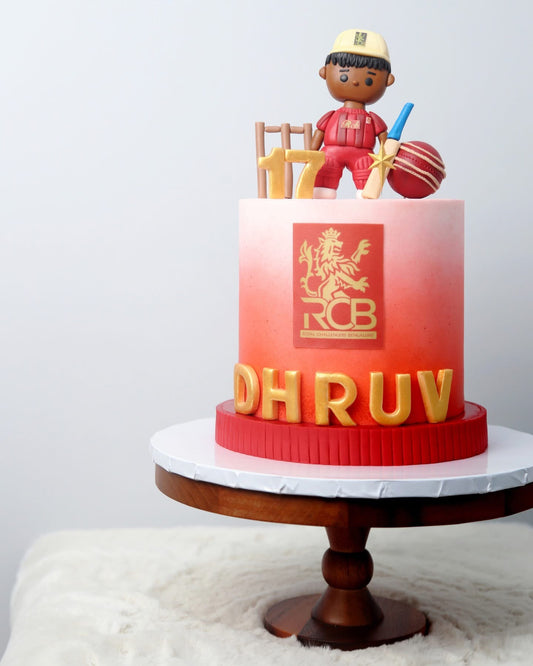 RCB Cricket Inspired Cake