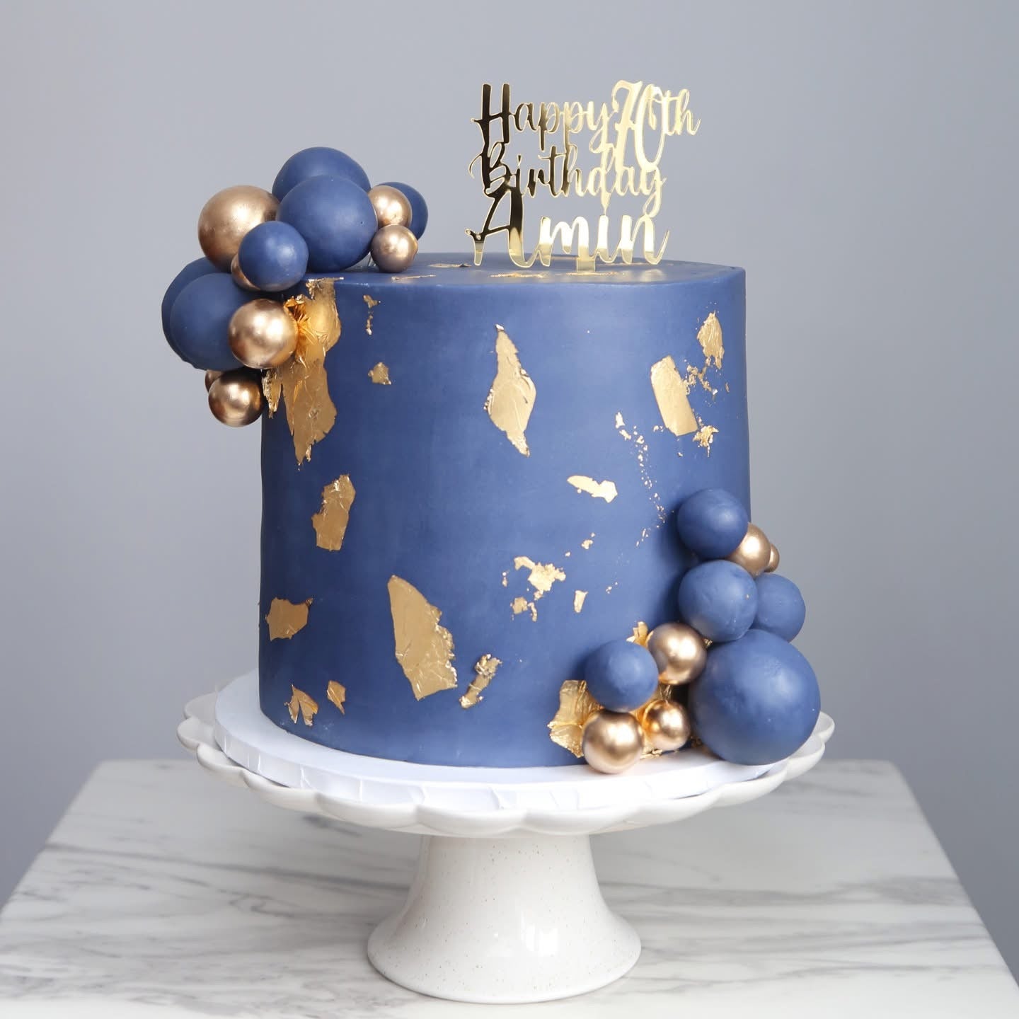 Golden and Blue Bubble Cake