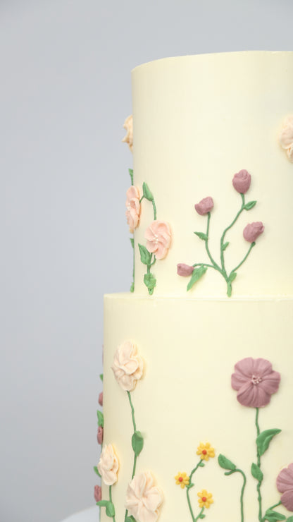 Two-Tier Spring Garden Cake w/ matching mini cupcakes