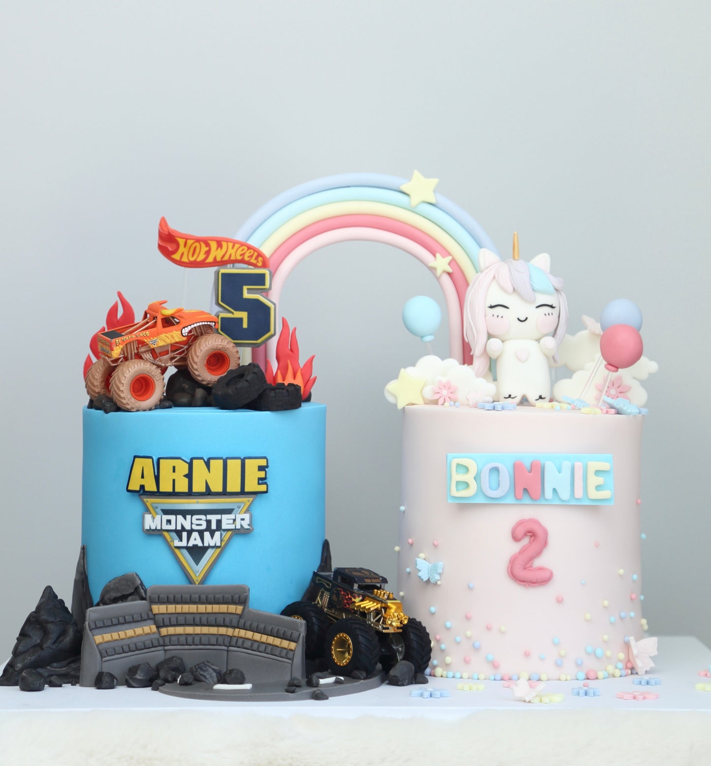Double-themed Monster Truck & Unicorn Cake⛰️🛻🦄