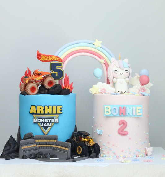 Double-themed Monster Truck & Unicorn Cake⛰️🛻🦄