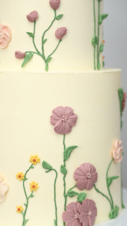 Two-Tier Spring Garden Cake w/ matching mini cupcakes