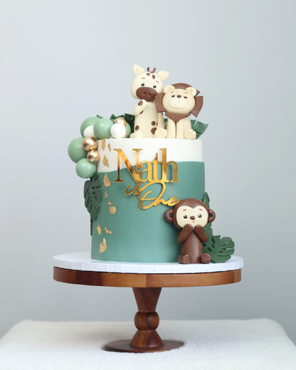 Sage Green Safari Cake 🌳🦁