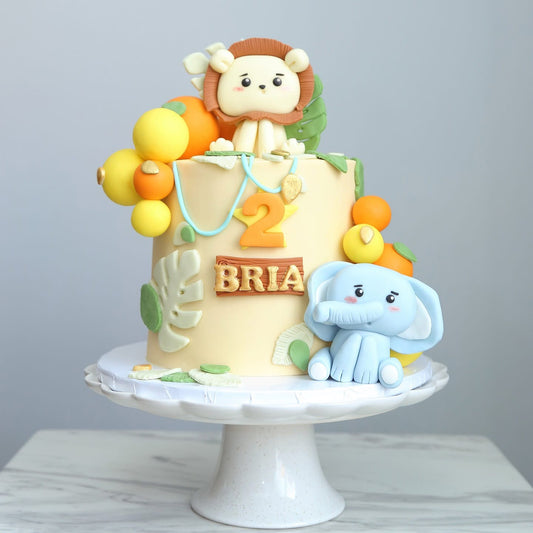 Baby Lion and Elephant in Safari