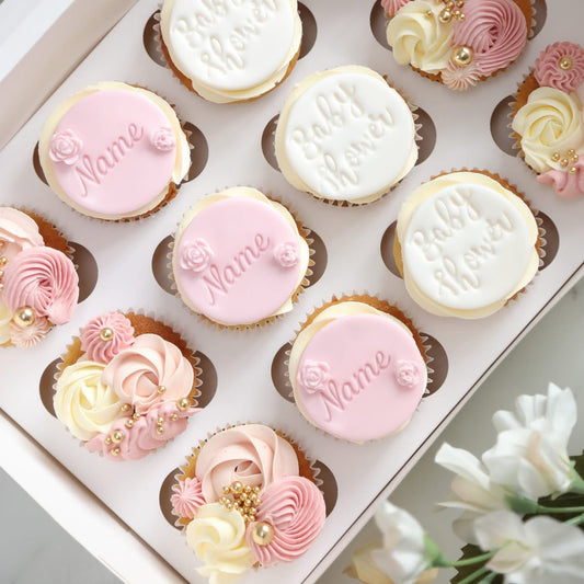 Cupcake with Message (6 pcs) [Pastel Pink)