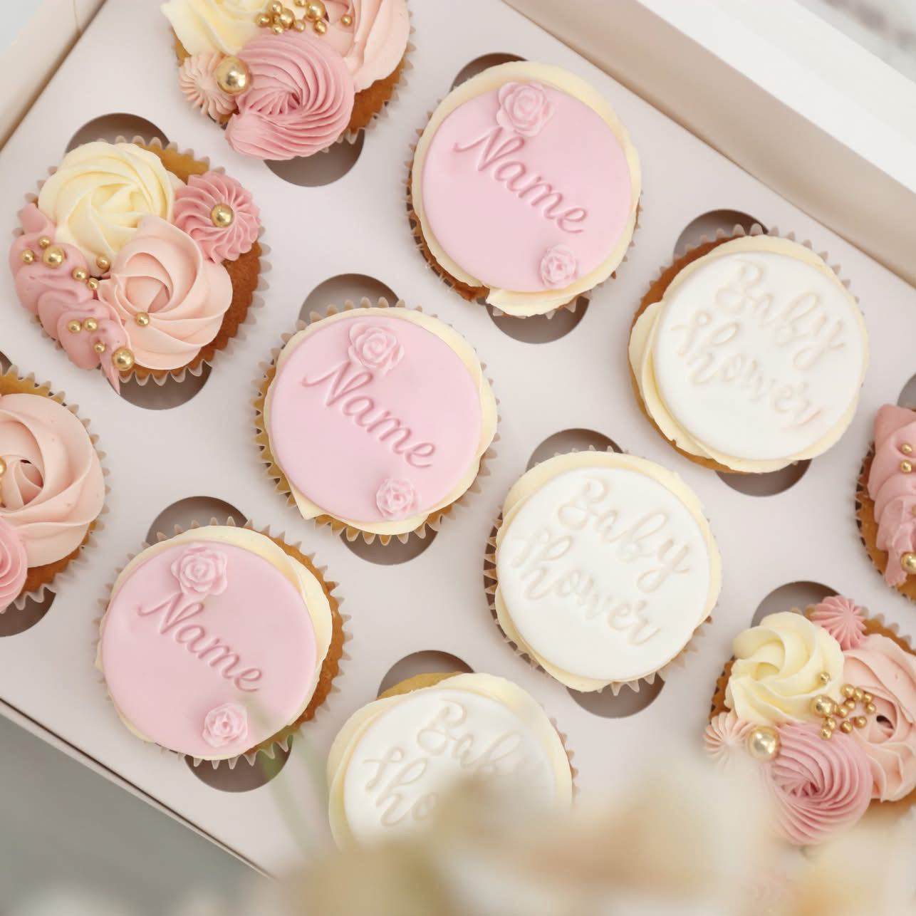 Cupcake with Message (6 pcs) [Pastel Pink)