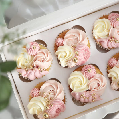 Cupcake with Message (6 pcs) [Pastel Pink)