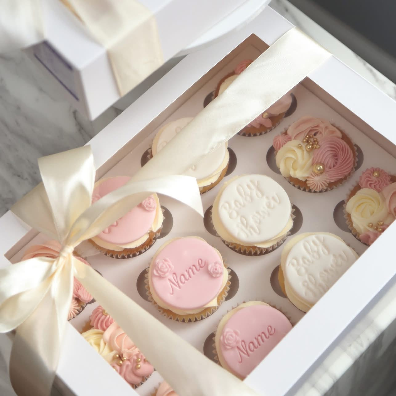 Cupcake with Message (6 pcs) [Pastel Pink)