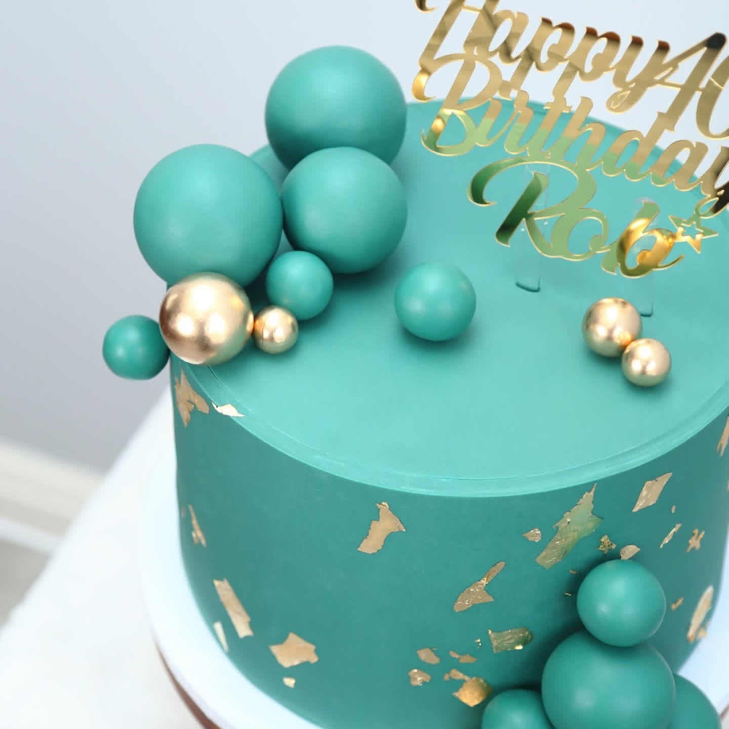 Golden and Maritime Teal Bubble Cake