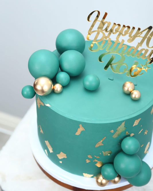 Golden and Maritime Teal Bubble Cake