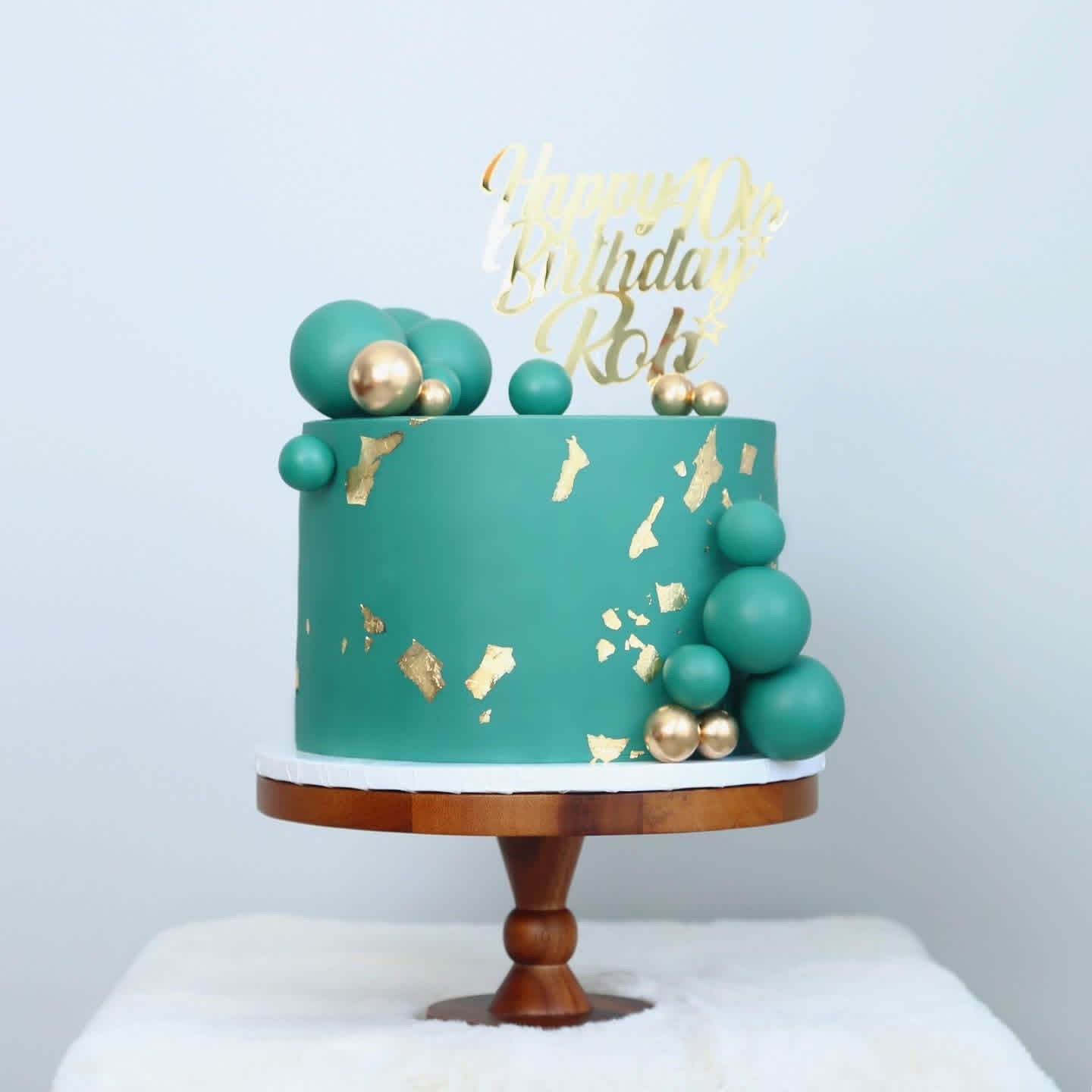 Golden and Maritime Teal Bubble Cake