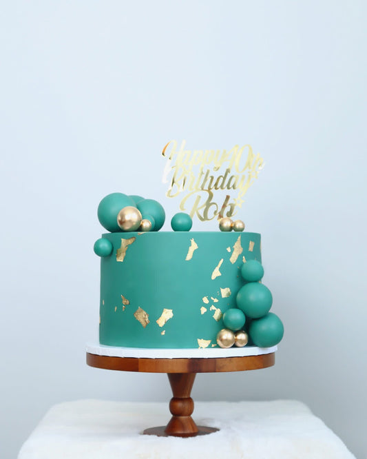 Golden and Maritime Teal Bubble Cake