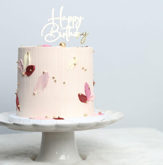 Palette Knife Texture Cake (Burgundy Red & Pink)