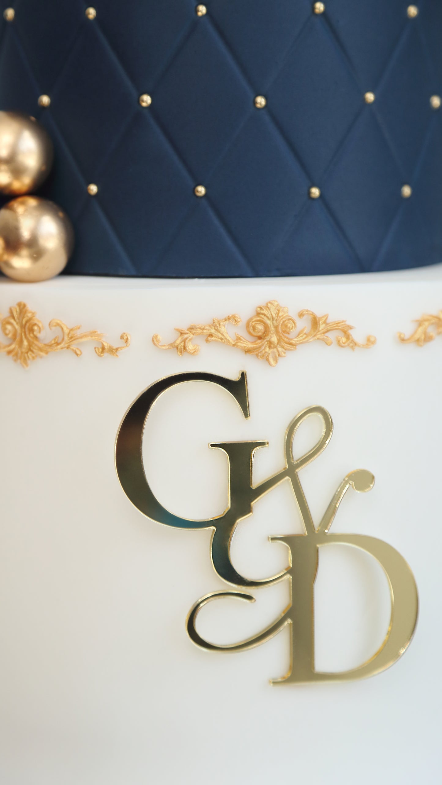 Two-Tier Royal Blue Wedding Cake
