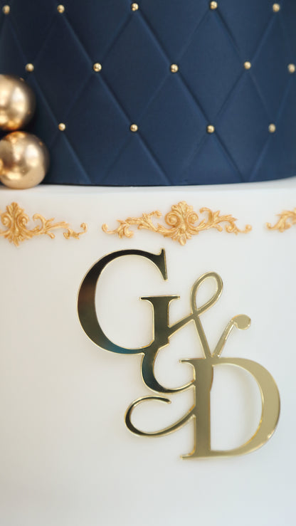 Two-Tier Royal Blue Wedding Cake