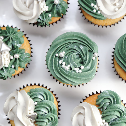 Petal Swirl Cupcakes (6 pcs)  [Mint & Pearl]