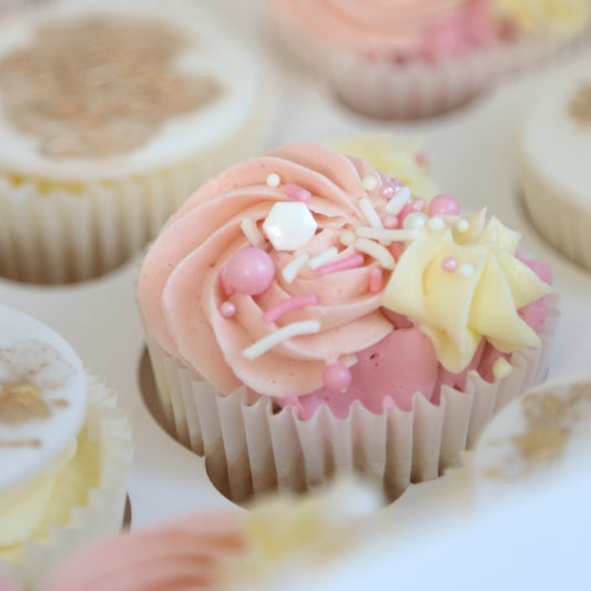 Petal Swirl Cupcakes (6 pcs) [Blush, Rose & Yellow]