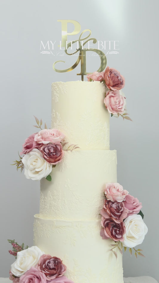 3-tier Roial Cascade & Roses Wedding Cake 💍